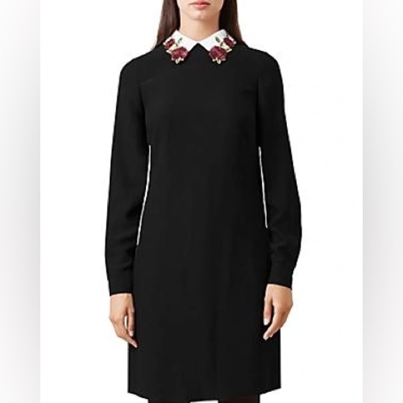 Hobbs London Dresses & Skirts - Hobbs London Theodora Black Dress with Detachable Floral Collar